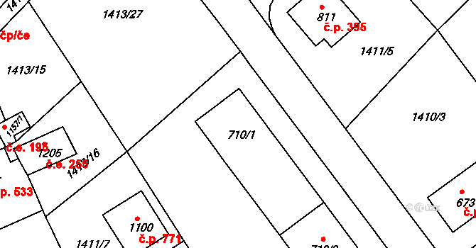 Brtnice 352,675,676 na parcele st. 710/1 v KÚ Brtnice, Katastrální mapa