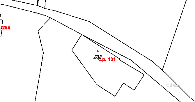 Dolní Habartice 131 na parcele st. 232 v KÚ Dolní Habartice, Katastrální mapa