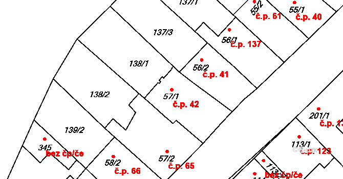Braškov 42 na parcele st. 57/1 v KÚ Braškov, Katastrální mapa
