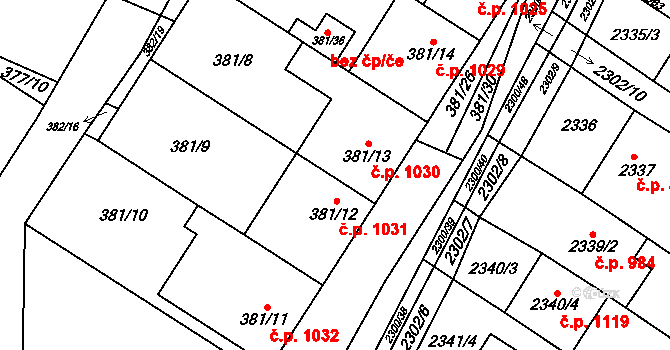Svatobořice 1030, Svatobořice-Mistřín na parcele st. 381/13 v KÚ Svatobořice, Katastrální mapa