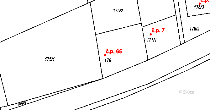 Skramníky 65, Klučov na parcele st. 176 v KÚ Skramníky, Katastrální mapa