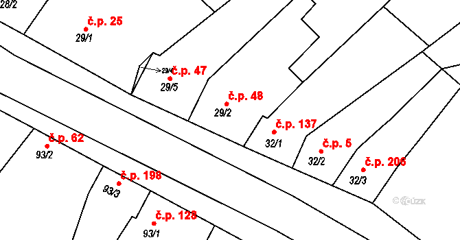 Kostelec u Holešova 48 na parcele st. 29/2 v KÚ Kostelec u Holešova, Katastrální mapa