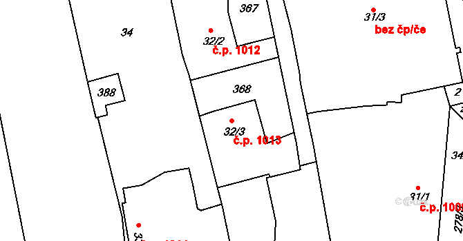Brníčko 1013, Uničov na parcele st. 32/3 v KÚ Brníčko, Katastrální mapa