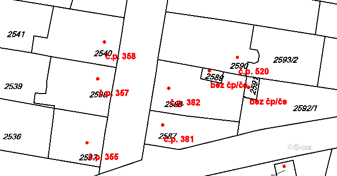 Mimoň I 382, Mimoň na parcele st. 2588 v KÚ Mimoň, Katastrální mapa