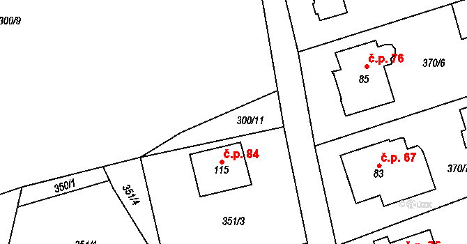 Žandov 84, Chlumec na parcele st. 115 v KÚ Žandov u Chlumce, Katastrální mapa
