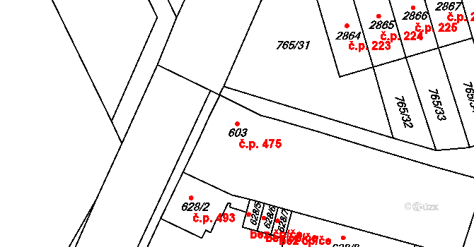 Strakonice I 475, Strakonice na parcele st. 603 v KÚ Strakonice, Katastrální mapa
