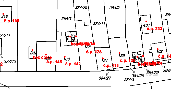 Vrchoslav 125, Krupka na parcele st. 138 v KÚ Vrchoslav, Katastrální mapa