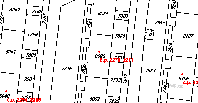 Líšeň 2270,2271, Brno na parcele st. 6083 v KÚ Líšeň, Katastrální mapa