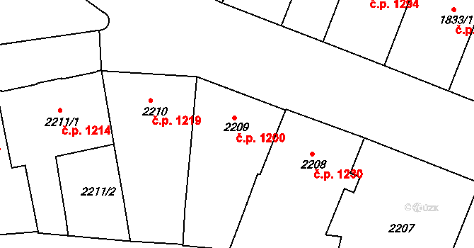 Teplice 1200 na parcele st. 2209 v KÚ Teplice, Katastrální mapa