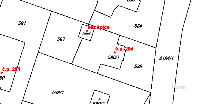 Paskov 294 na parcele st. 586/1 v KÚ Paskov, Katastrální mapa