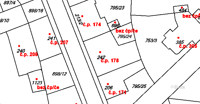 Staňkov II 178, Staňkov na parcele st. 242 v KÚ Staňkov-ves, Katastrální mapa