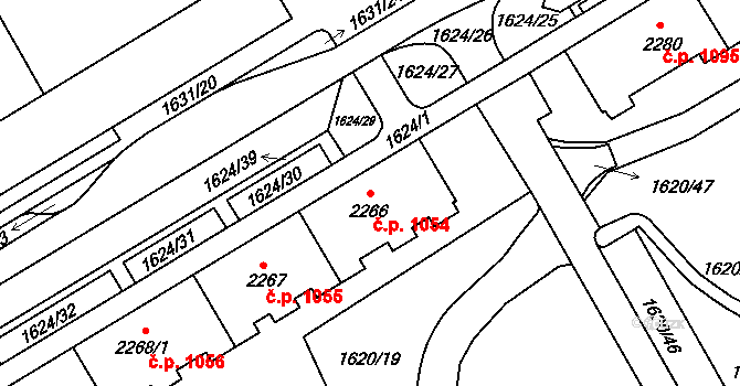 Cheb 1054 na parcele st. 2266 v KÚ Cheb, Katastrální mapa