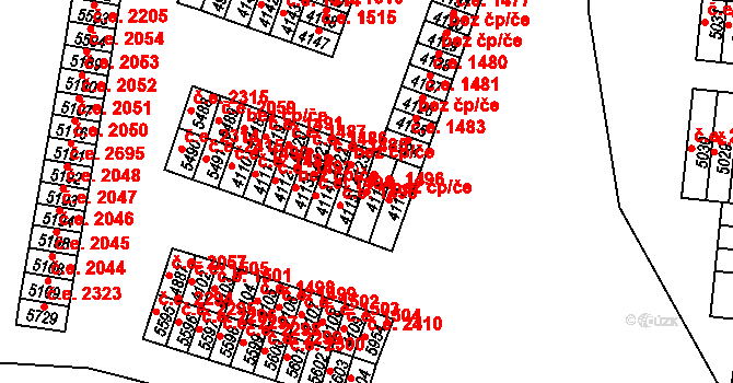 Cheb 1496 na parcele st. 4116 v KÚ Cheb, Katastrální mapa
