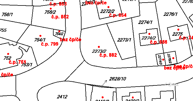 Radotín 882, Praha na parcele st. 2273/2 v KÚ Radotín, Katastrální mapa