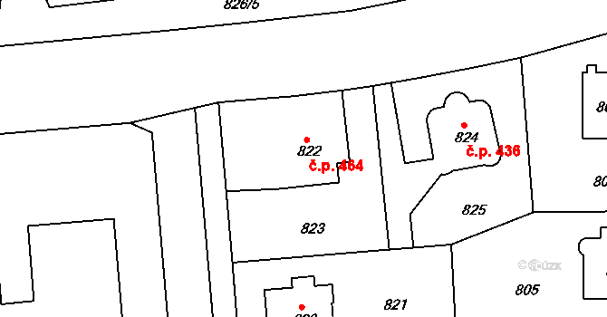 Krč 464, Praha na parcele st. 822 v KÚ Krč, Katastrální mapa