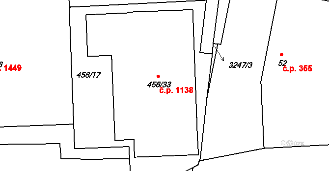 Michle 1138, Praha na parcele st. 456/33 v KÚ Michle, Katastrální mapa
