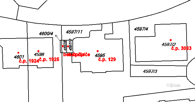 Smíchov 129, Praha na parcele st. 4595 v KÚ Smíchov, Katastrální mapa
