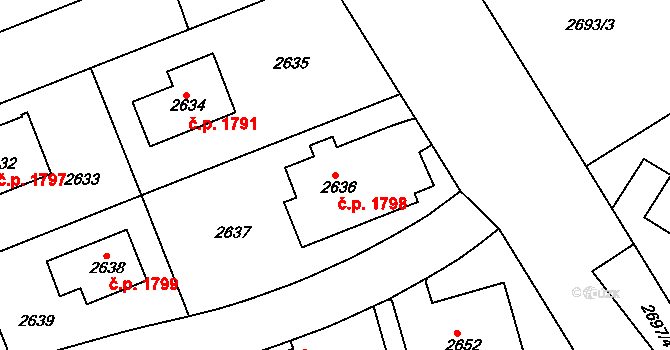 Dejvice 1798, Praha na parcele st. 2636 v KÚ Dejvice, Katastrální mapa
