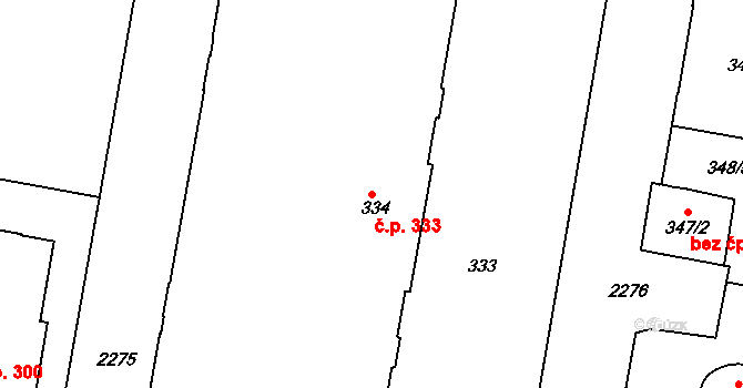 Holešovice 333, Praha na parcele st. 334 v KÚ Holešovice, Katastrální mapa