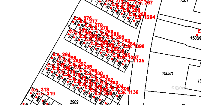 Kuřim 287 na parcele st. 3776 v KÚ Kuřim, Katastrální mapa