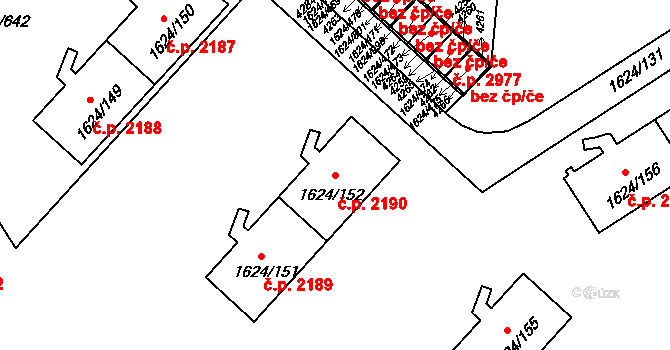Mizerov 2190, Karviná na parcele st. 1624/152 v KÚ Karviná-město, Katastrální mapa