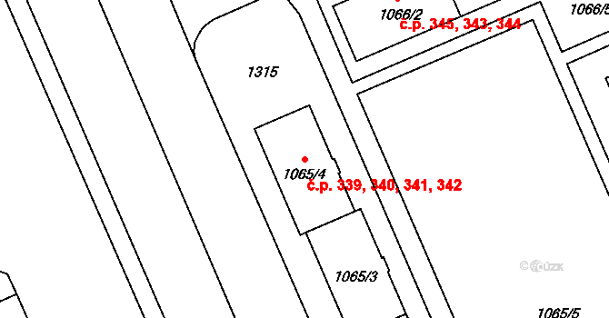 Koterov 339,340,341,342, Plzeň na parcele st. 1065/4 v KÚ Hradiště u Plzně, Katastrální mapa