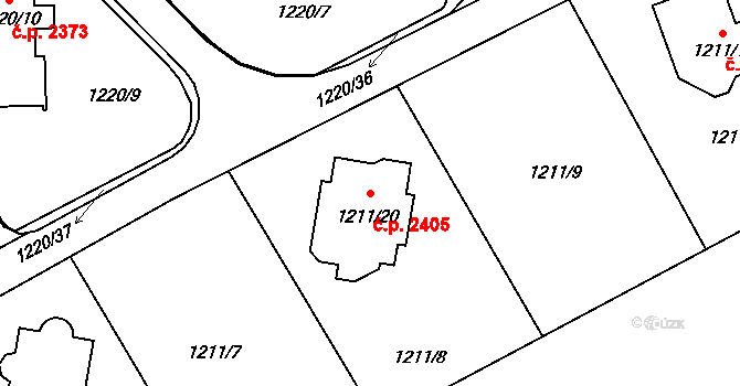 Rožnov pod Radhoštěm 2405 na parcele st. 1211/20 v KÚ Tylovice, Katastrální mapa