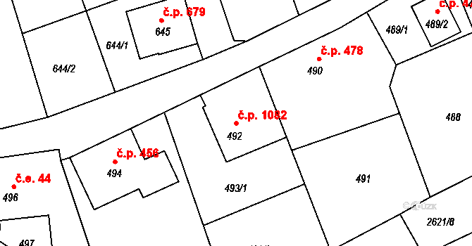 Šluknov 1082 na parcele st. 492 v KÚ Šluknov, Katastrální mapa