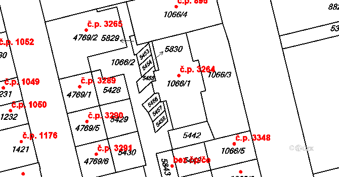 Břeclav 3264 na parcele st. 1066/1 v KÚ Břeclav, Katastrální mapa