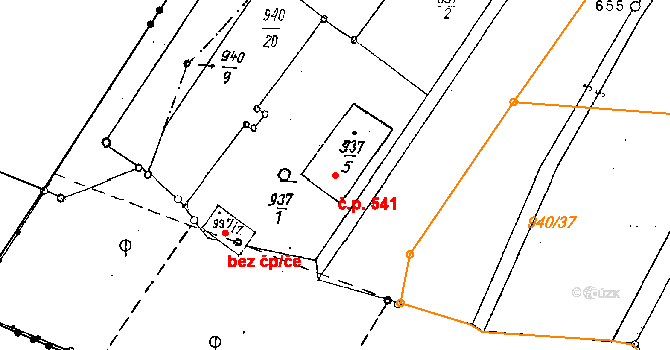 Dobšice 541 na parcele st. 937/5 v KÚ Dobšice u Znojma, Katastrální mapa