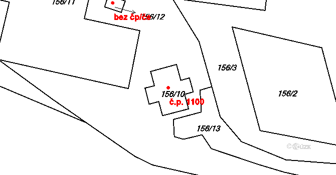 Jilemnice 1100 na parcele st. 156/10 v KÚ Jilemnice, Katastrální mapa
