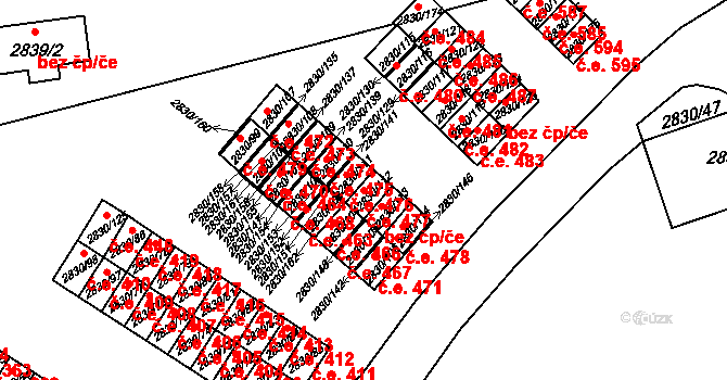 Rumburk 1 477, Rumburk na parcele st. 2830/112 v KÚ Rumburk, Katastrální mapa