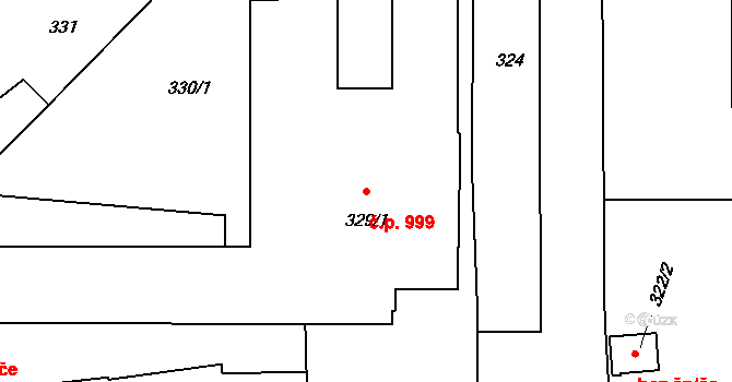 Vejprnice 999 na parcele st. 329/1 v KÚ Vejprnice, Katastrální mapa