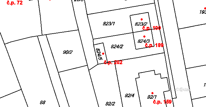 Přerov VIII-Henčlov 202, Přerov na parcele st. 824/5 v KÚ Henčlov, Katastrální mapa