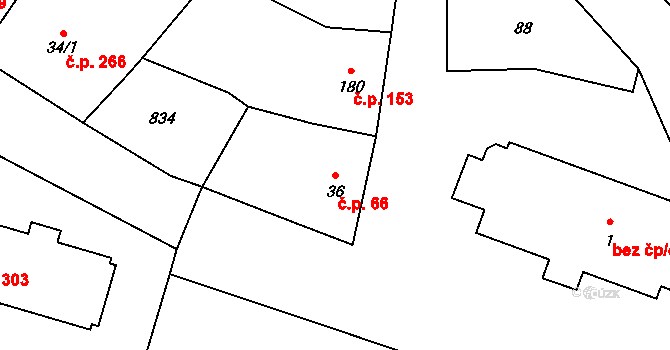 Sedlec 66, Sedlec-Prčice na parcele st. 36 v KÚ Sedlec u Votic, Katastrální mapa