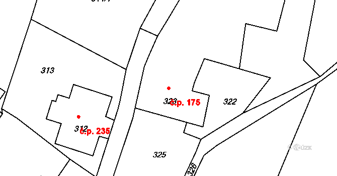 Dolní Chřibská 175, Chřibská na parcele st. 323 v KÚ Dolní Chřibská, Katastrální mapa