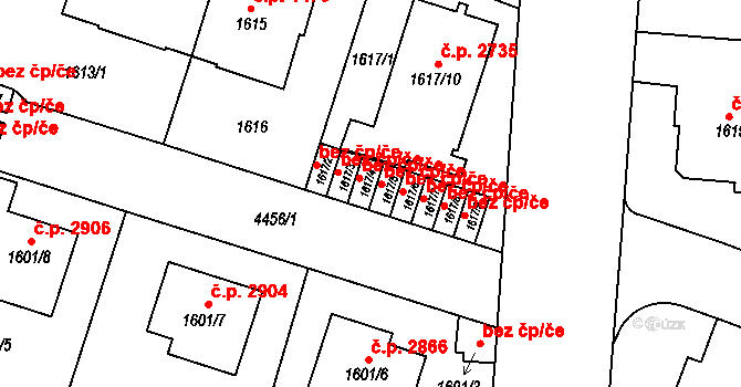 Teplice 39160335 na parcele st. 1617/4 v KÚ Teplice, Katastrální mapa