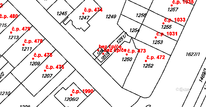 Brno 45582335 na parcele st. 1251/2 v KÚ Černá Pole, Katastrální mapa