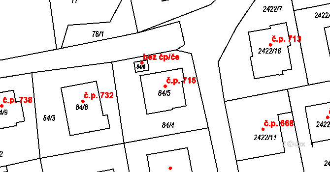 Bolatice 715 na parcele st. 84/5 v KÚ Bolatice, Katastrální mapa
