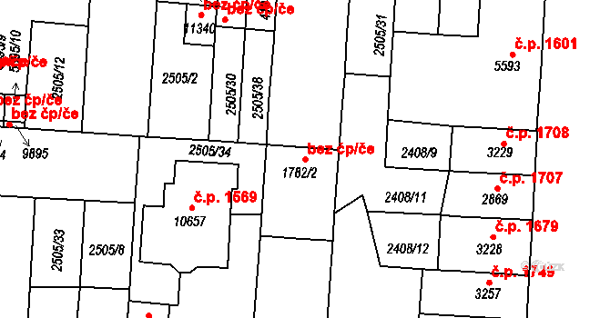 Pardubice 46768335 na parcele st. 1782/2 v KÚ Pardubice, Katastrální mapa