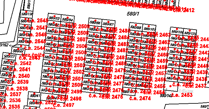 Bludovice 2480, Havířov na parcele st. 580/82 v KÚ Bludovice, Katastrální mapa