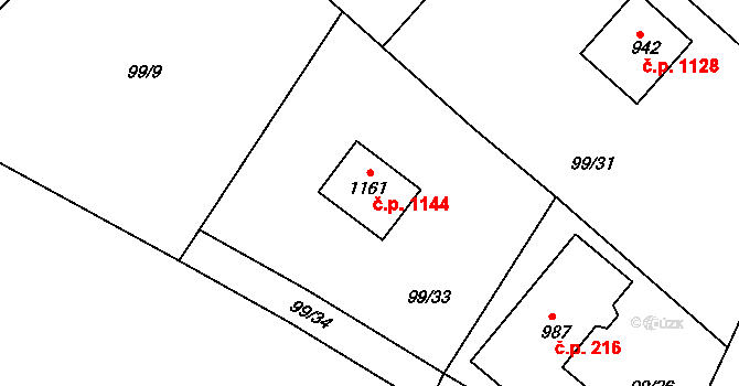 Ládví 1144, Kamenice na parcele st. 1161 v KÚ Ládví, Katastrální mapa