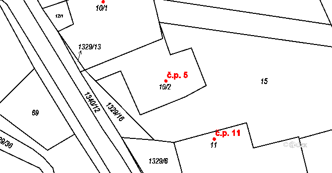 Libkov 5 na parcele st. 10/2 v KÚ Libkov, Katastrální mapa
