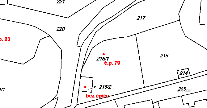 Černčice 79 na parcele st. 215/1 v KÚ Černčice, Katastrální mapa