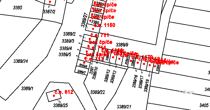 Líšeň 715, Brno na parcele st. 3389/11 v KÚ Líšeň, Katastrální mapa