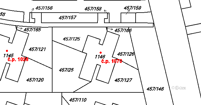 Nehvizdy 1070 na parcele st. 1146 v KÚ Nehvizdy, Katastrální mapa