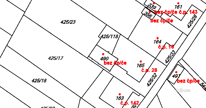 Ruda nad Moravou 91104335 na parcele st. 490 v KÚ Ruda nad Moravou, Katastrální mapa
