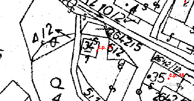 Horní Krupá 11 na parcele st. 34/1 v KÚ Horní Krupá u Havlíčkova Brodu, Katastrální mapa