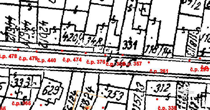Kostice 356 na parcele st. 345 v KÚ Kostice, Katastrální mapa