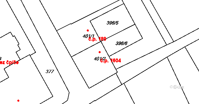 Holešov 1604 na parcele st. 401/2 v KÚ Holešov, Katastrální mapa